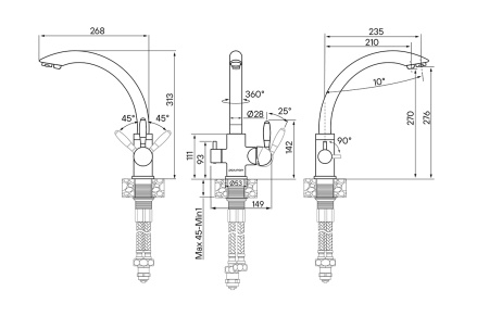 Смеситель для кухни Paulmark ESSEN Es213001-308 на раковину черный без термостата